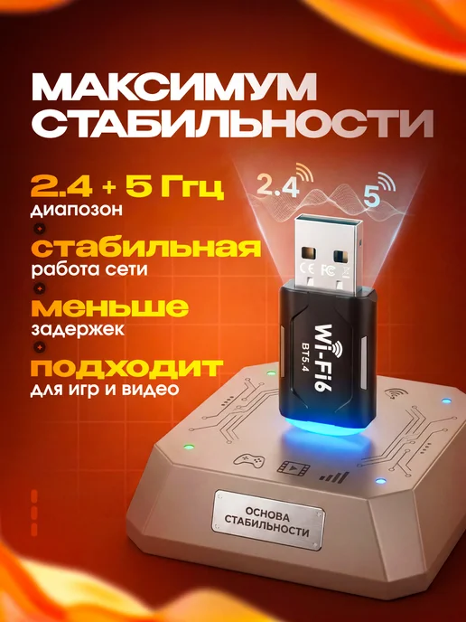 Wi-Fi адаптер для компьютера с Bluetooth 5GHz, вариант, фото 4