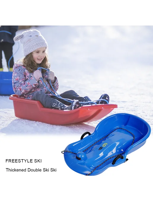 Пласт. санки Snow Speeder, 2 ручки для зимних игр (синий), синий, фото 2