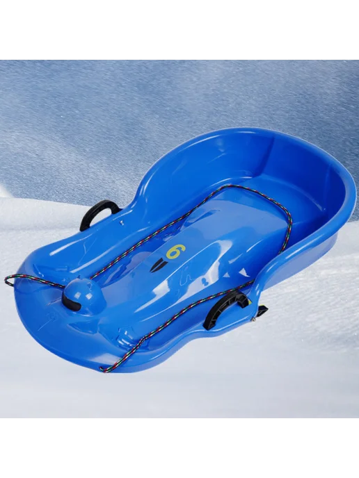 Пласт. санки Snow Speeder, 2 ручки для зимних игр (синий), синий, фото 4