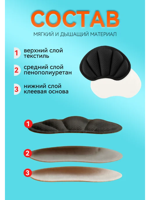 пяткоудерживатели вкладыш для обуви подпяточники, черный, фото 8