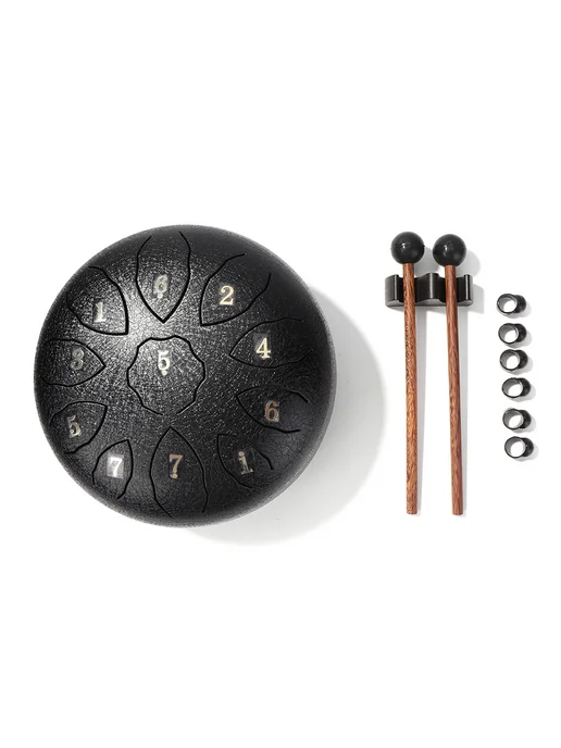 Steel Tongue Drum 11 тонов Hand Pan Black для музыки, черный, фото 5