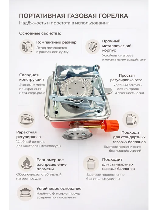НЭБ45 Портативная газовая печь для кемпинга и походов, компактная, вариант, фото 2