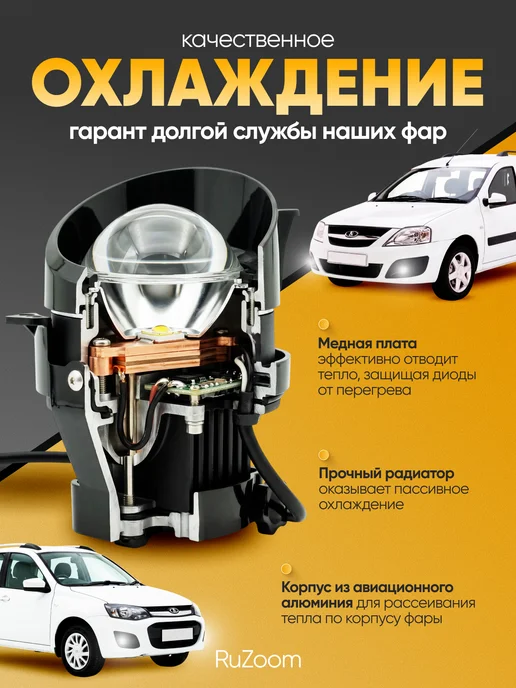 Ruzoom Противотуманные фары на Гранта Калина Ларгус 3 дюйма, вариант, фото 3