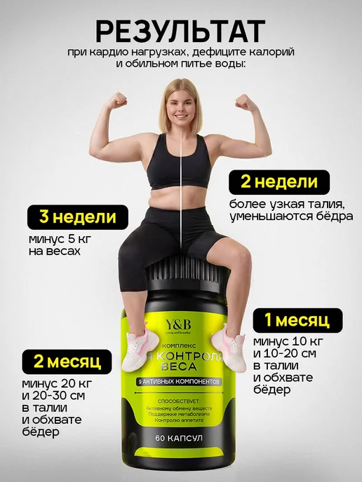 Y&B Жиросжигатель для похудения женщинам 60 капсул детокс, вариант, фото 5