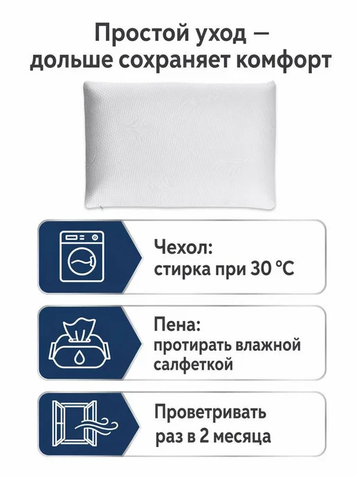 Мягкий сон Подушка ортопедическая для сна с эффектом памяти, белый, фото 5