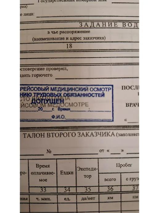 Путевой лист грузового автомобиля 4-П с синими штампами, 100 шт, фото 5