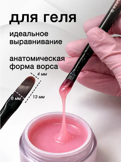 Non Stop Nails Кисти для маникюра для геля и френч ногтей, черный, фото 2