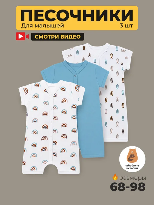 Швейные истории Песочники для новорожденных, голубой