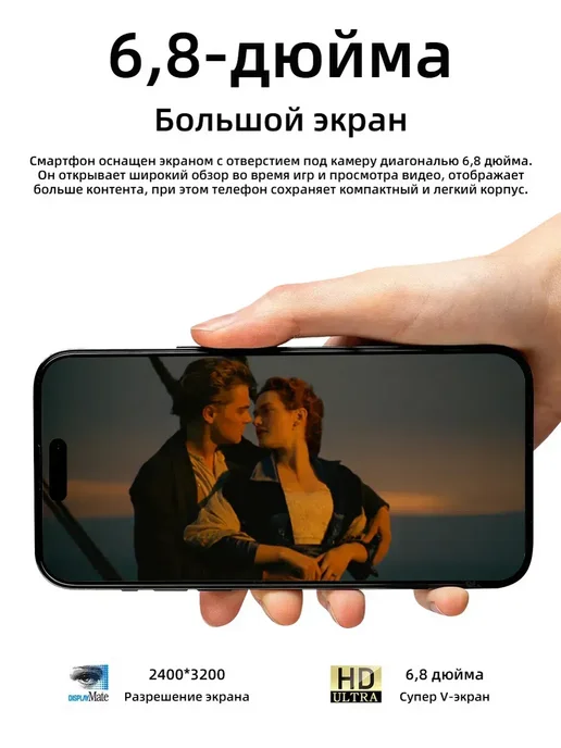 Смартфон Pro Max Iphonc I18 Pro Max 16/16 ГБ, черный, фото 4