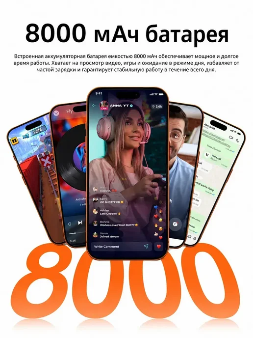 Смартфон Pro Max Iphonc I18 Pro Max 16/16 ГБ, черный, фото 6