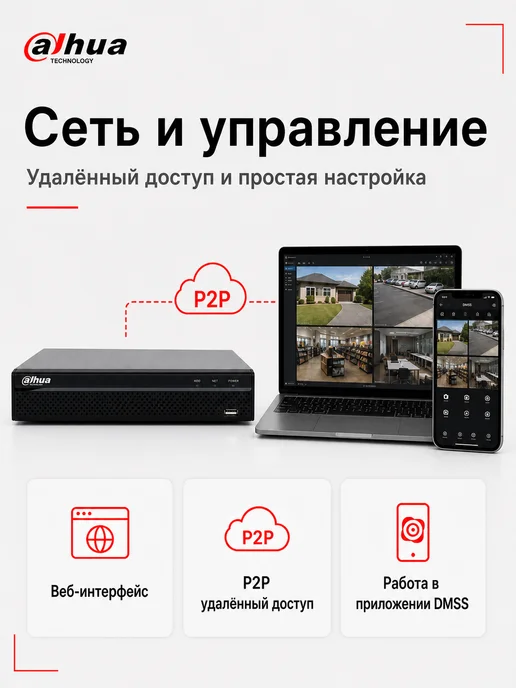 Dahua NVR1104HS-P-S3 H 4-канальный IP видеорегистратор с PoE, вариант, фото 6