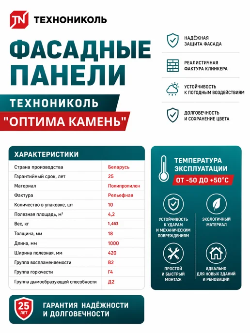 ТехноНИКОЛЬ Фасадные панели Оптима Камень темно-коричневый 1 упаковка, вариант, фото 4