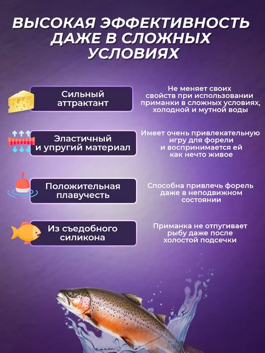 FishTorm Силиконовые приманки на форель WORMS 77мм, белый, фото 2