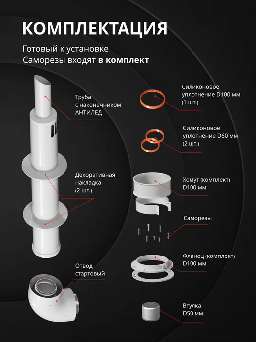 krats Дымоход Антилед 60 100 для Лемакс, вариант, фото 8