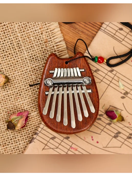 Music Life Калимба Кошечка, 8 язычков, дерево, 5.5х7.5 см, вариант, фото 2