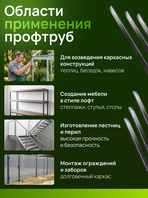 Профильная труба металлическая 30*20*1 длина 1050 мм 2 шт, 30x20x1, 2 шт, фото 4