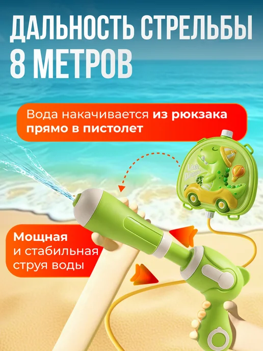 Водные развлечения Водный пистолет с рюкзаком, зеленый, фото 3
