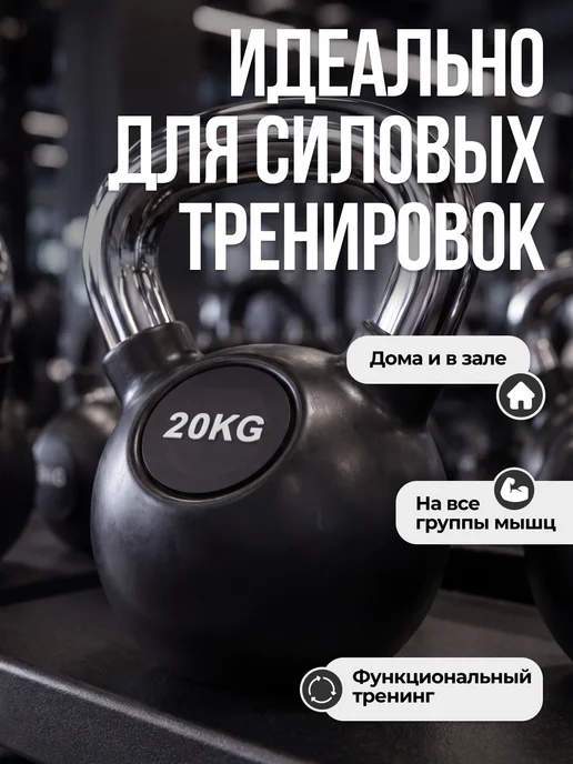 VictoryFit Гиря чугунная с резиновым покрытием 10 кг, 20 кг, фото 5