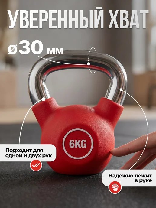 VictoryFit Гиря чугунная с полиуретановым покрытием (CPU) 6 кг, 6 кг, фото 3