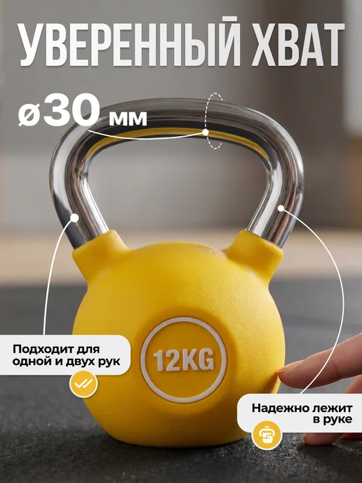 VictoryFit Гиря чугунная с полиуретановым покрытием (CPU) 6 кг, 12 кг, фото 3
