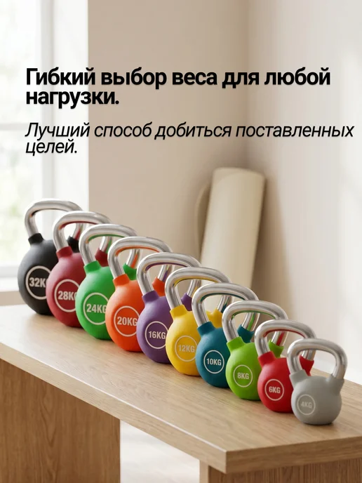 VictoryFit Гиря чугунная с полиуретановым покрытием (CPU) 6 кг, 12 кг, фото 6