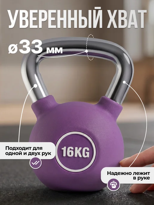 VictoryFit Гиря чугунная с полиуретановым покрытием (CPU) 6 кг, 16 кг, фото 3