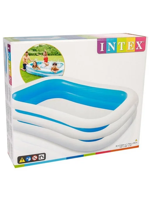 Intex Бассейн надувной прямоугольный 262х175х56см 56483NP, 262x175x56 см, фото 2