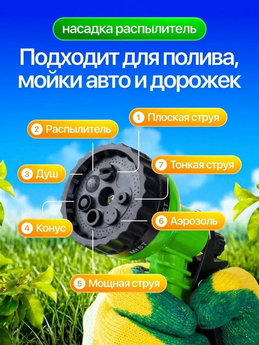 Шланг для полива газона спиральный садовый, вариант, фото 7