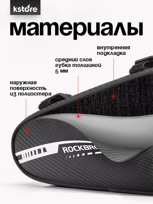 Велосумка Rockbros на раму треугольной формы, черный, фото 7