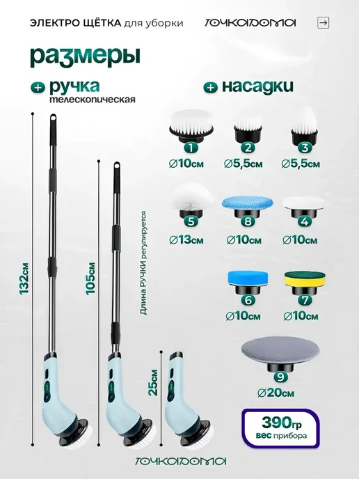 Щетка для уборки дома электрическая, вариант, фото 2