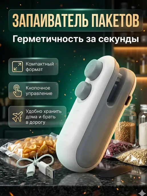 Гулзар02 Ручной запайщик пакетов белый компактный, белый, фото 2