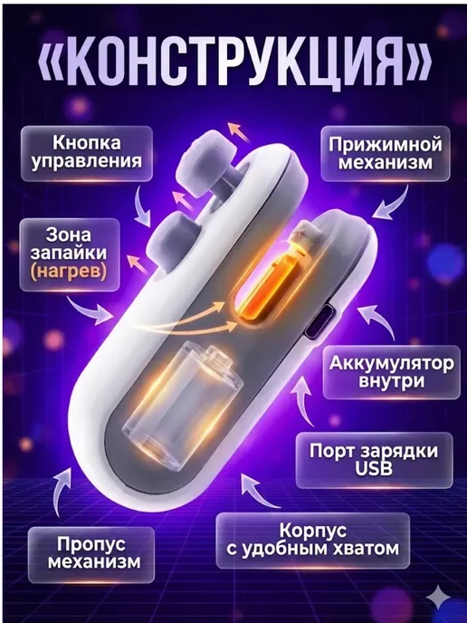 Гулзар02 Ручной запайщик пакетов белый компактный, белый, фото 5