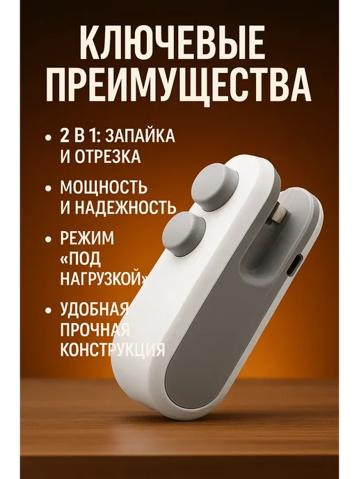 NiceBits Запайщик пакетов ручной компактный, белый, фото 3