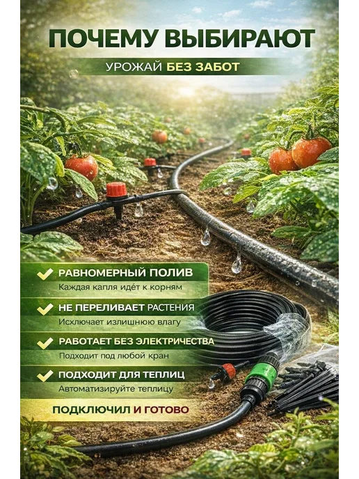 АЙТОШ1991 Капельный полив для теплицы, черный, фото 3