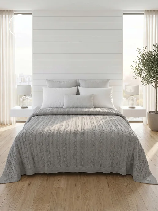 KING PLAID Плед вязаный на кровать диван 200х220 см, 220x240 см, фото 7