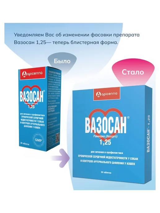 apicenna Гипотензивное лекарственное средство Вазосан 1,25 мг, вариант, фото 2