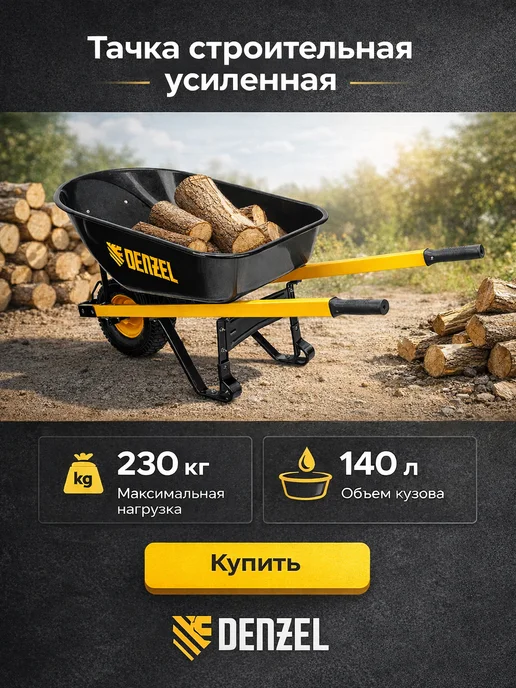 СИБРТЕХ Тачка садовая (строительная), 90 кг, 65 л, 689615, 230 кг, 140 л