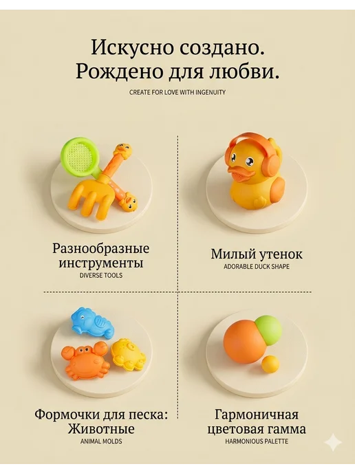 Набор для песочницы "Уточка", 14 предметов, желтый, фото 3