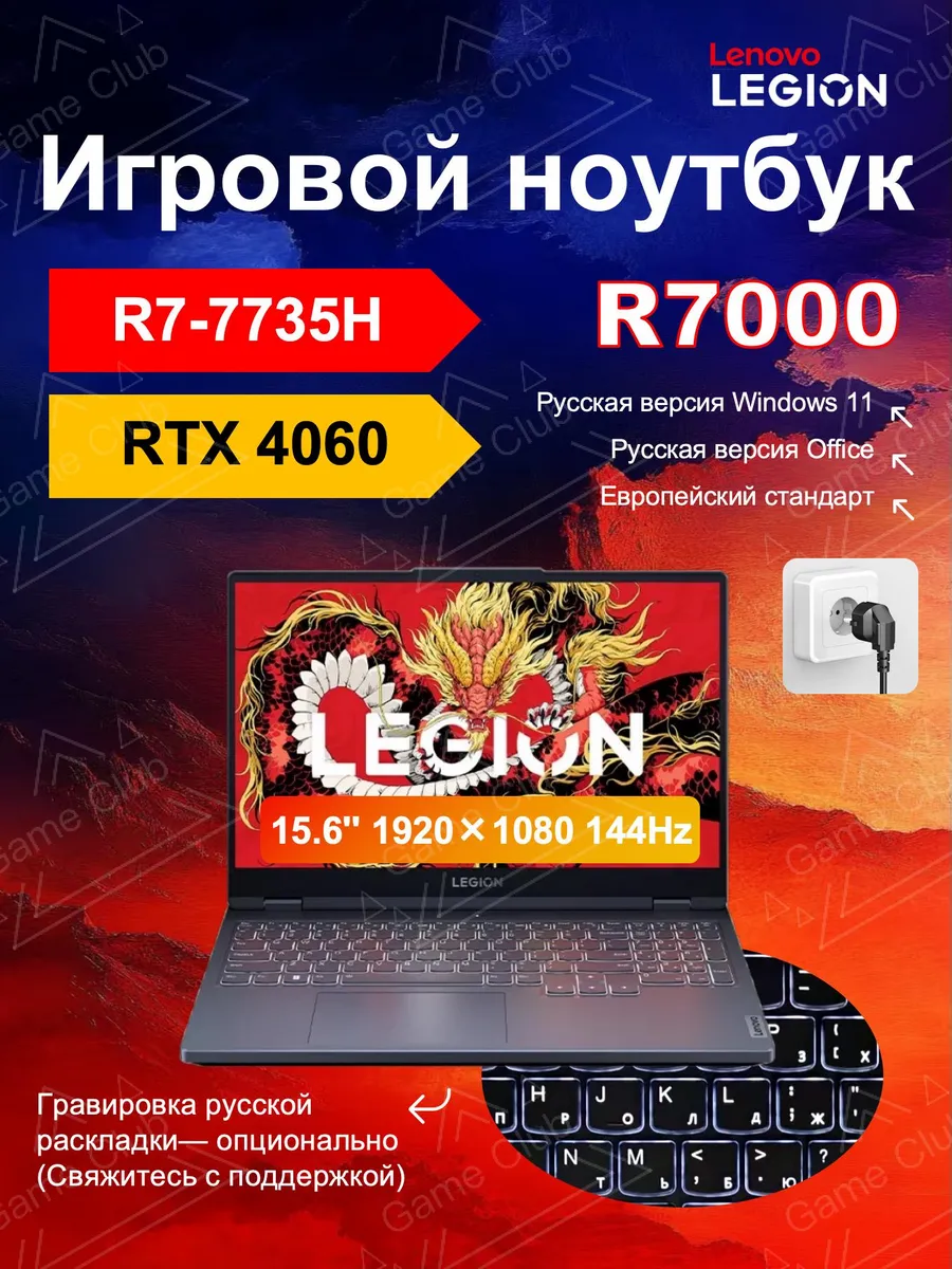 Lenovo игровой ноутбук Legion (R7000) R7-7735H RTX4060 16G 512G