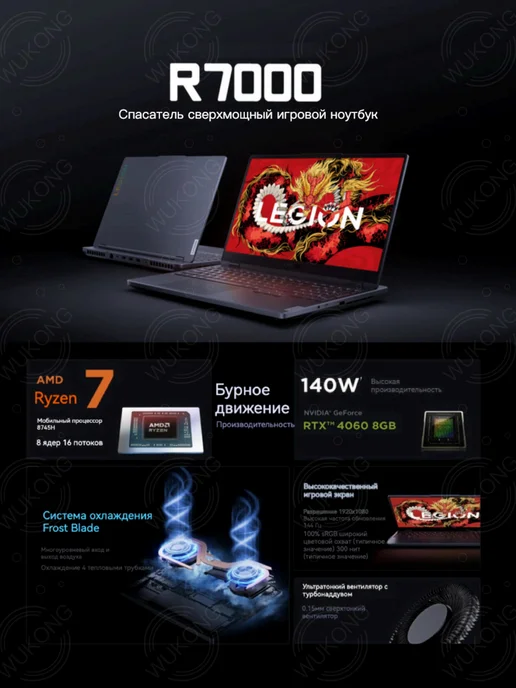 Lenovo игровой ноутбук Legion (R7000) R7-8745H RTX4060 16G 512G, 16 г, 512 г, фото 2