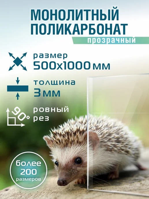 Монолитный поликарбонат 3мм 750х1000мм прозрачный 1 шт, 500x1000 мм, 1 шт