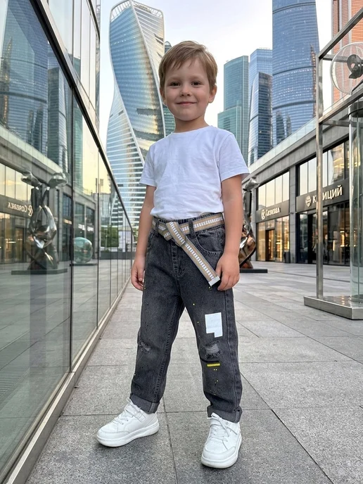 Little Coco Джинсы на резинке, серый