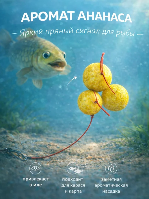 Family Joys Home Плавающие оснащенные бойлы Ананас 8-10 мм, вариант, фото 4