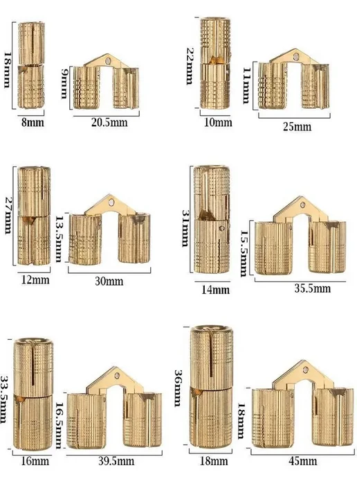Латунные петли для мебели, 1 шт. золотой, 1 шт, фото 6