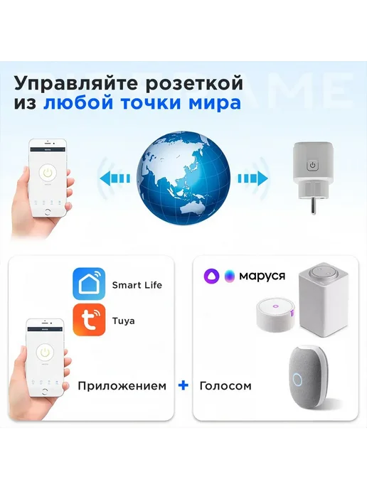 Умная WIFI розетка 16А с Алисой, Евровилка, Белая евро, белый, фото 3