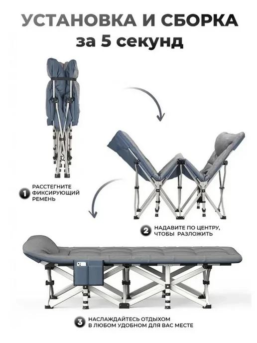 Раскладушка туристическая с матрасом, вариант, фото 7