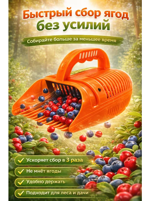 ASMM Ягодосборник с гребёнкой пластиковый ручной для сбора ягод, вариант