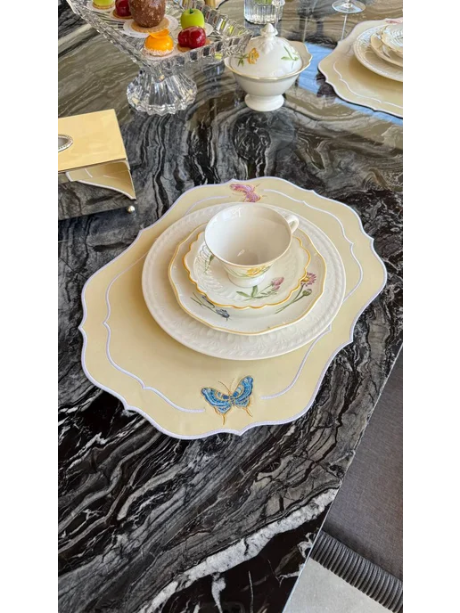 MuNa home collection Плейсматы из эко кожи "Бабочки" лимонные, желтый, фото 6