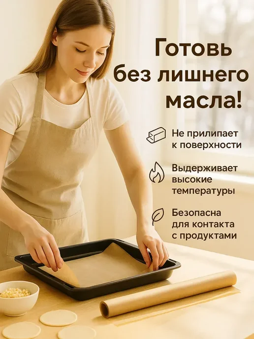 ТА1612 Пекарская бумага силиконизированная 38 см × 8 м, 8 м