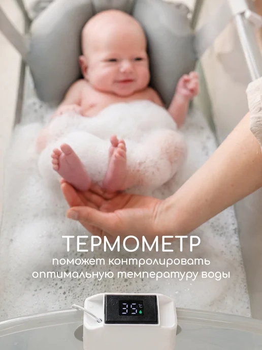 Miyoumi Ванночка для купания новорожденных складная прозрачная с тер…, вариант, фото 3